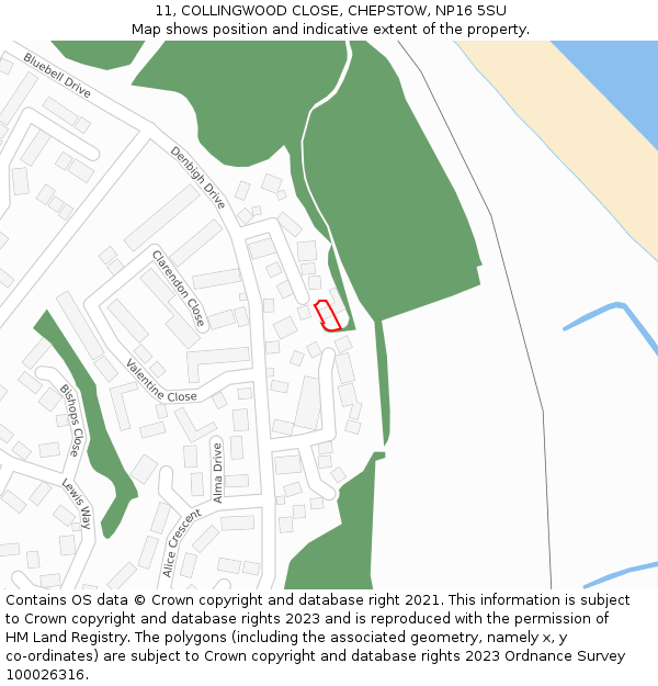 11, COLLINGWOOD CLOSE, CHEPSTOW, NP16 5SU: Location map and indicative extent of plot