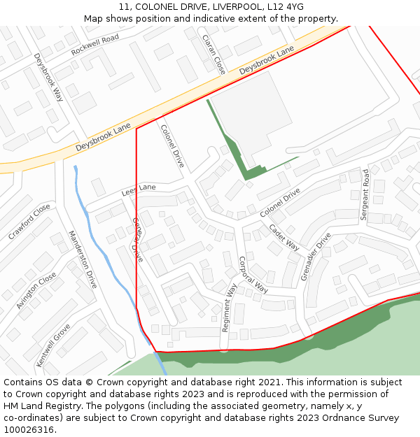 11, COLONEL DRIVE, LIVERPOOL, L12 4YG: Location map and indicative extent of plot