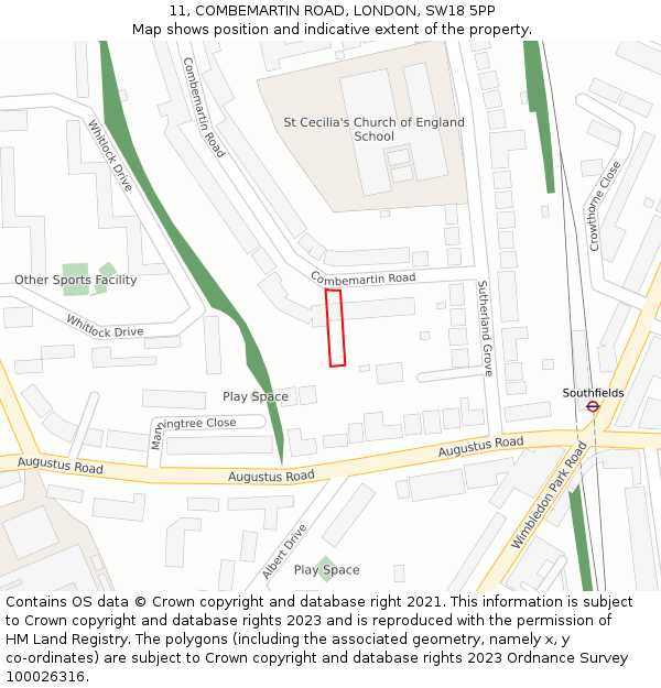 11, COMBEMARTIN ROAD, LONDON, SW18 5PP: Location map and indicative extent of plot