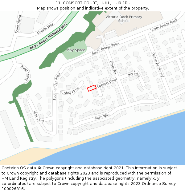 11, CONSORT COURT, HULL, HU9 1PU: Location map and indicative extent of plot