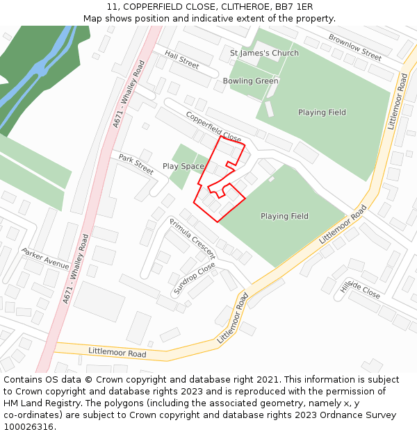 11, COPPERFIELD CLOSE, CLITHEROE, BB7 1ER: Location map and indicative extent of plot