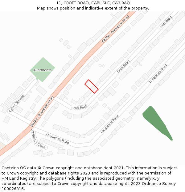 11, CROFT ROAD, CARLISLE, CA3 9AQ: Location map and indicative extent of plot