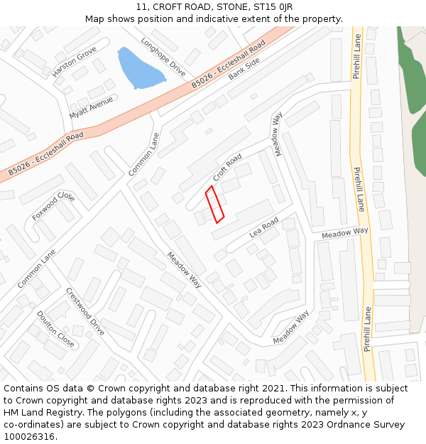 11, CROFT ROAD, STONE, ST15 0JR: Location map and indicative extent of plot