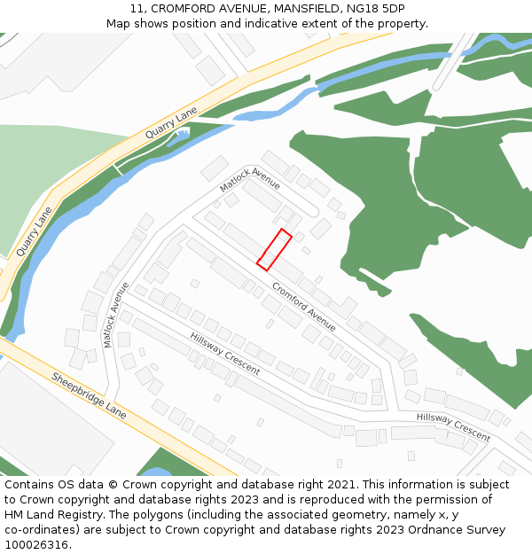 11, CROMFORD AVENUE, MANSFIELD, NG18 5DP: Location map and indicative extent of plot