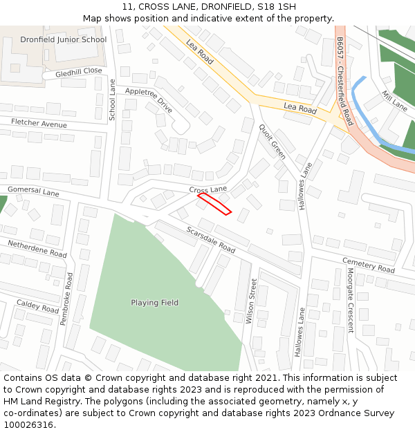 11, CROSS LANE, DRONFIELD, S18 1SH: Location map and indicative extent of plot