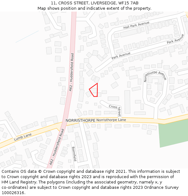 11, CROSS STREET, LIVERSEDGE, WF15 7AB: Location map and indicative extent of plot