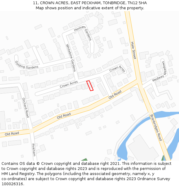 11, CROWN ACRES, EAST PECKHAM, TONBRIDGE, TN12 5HA: Location map and indicative extent of plot