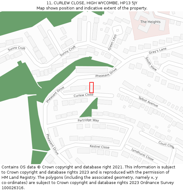 11, CURLEW CLOSE, HIGH WYCOMBE, HP13 5JY: Location map and indicative extent of plot