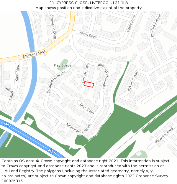 11, CYPRESS CLOSE, LIVERPOOL, L31 1LA: Location map and indicative extent of plot