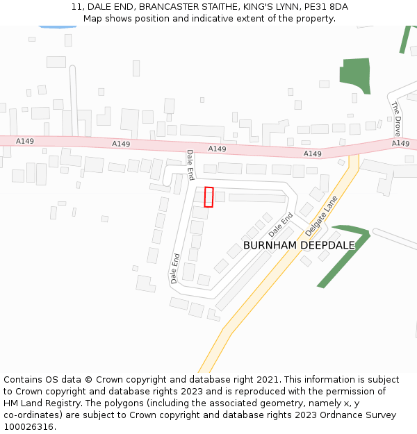 11, DALE END, BRANCASTER STAITHE, KING'S LYNN, PE31 8DA: Location map and indicative extent of plot