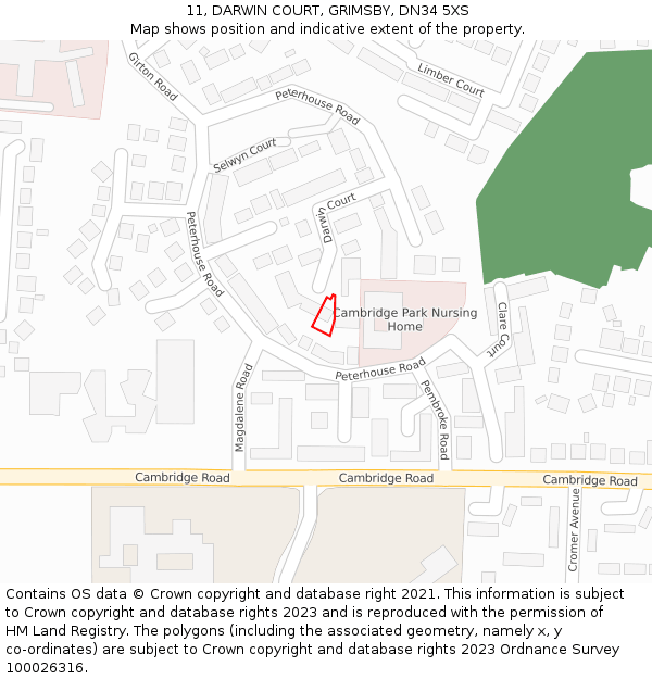 11, DARWIN COURT, GRIMSBY, DN34 5XS: Location map and indicative extent of plot