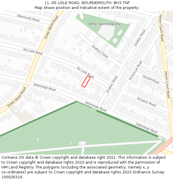 11, DE LISLE ROAD, BOURNEMOUTH, BH3 7NF: Location map and indicative extent of plot