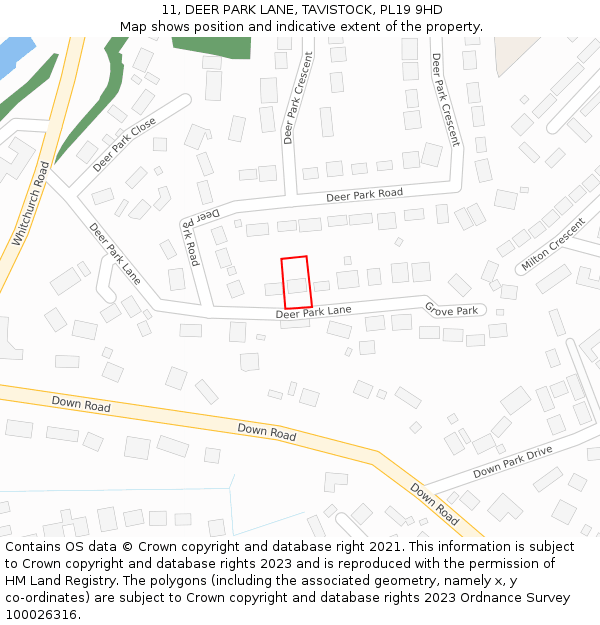 11, DEER PARK LANE, TAVISTOCK, PL19 9HD: Location map and indicative extent of plot