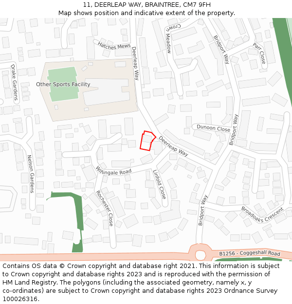 11, DEERLEAP WAY, BRAINTREE, CM7 9FH: Location map and indicative extent of plot