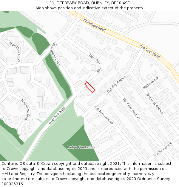 11, DEERPARK ROAD, BURNLEY, BB10 4SD: Location map and indicative extent of plot