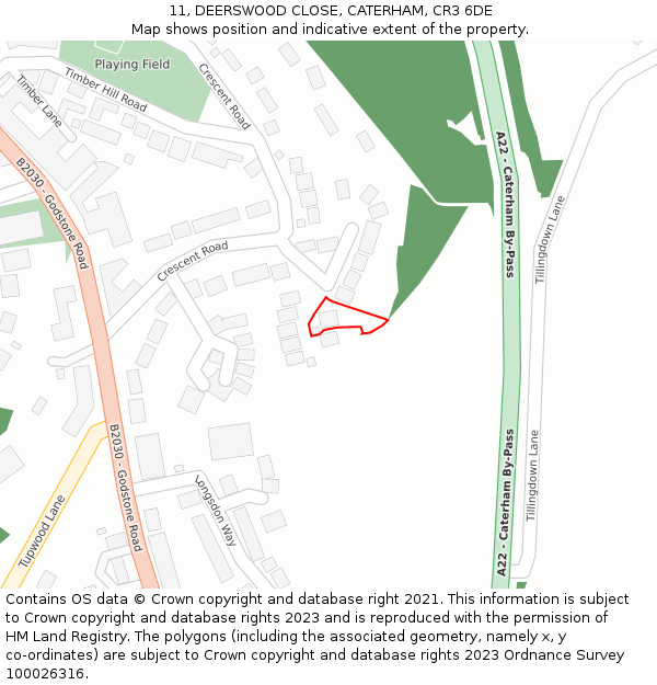 11, DEERSWOOD CLOSE, CATERHAM, CR3 6DE: Location map and indicative extent of plot