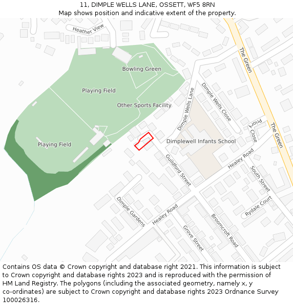 11, DIMPLE WELLS LANE, OSSETT, WF5 8RN: Location map and indicative extent of plot