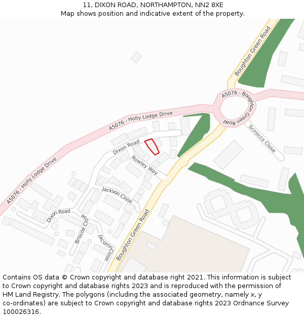 11, DIXON ROAD, NORTHAMPTON, NN2 8XE: Location map and indicative extent of plot