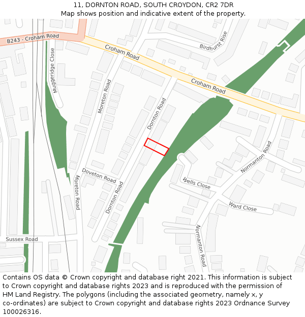 11, DORNTON ROAD, SOUTH CROYDON, CR2 7DR: Location map and indicative extent of plot