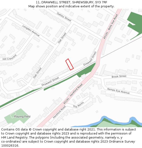 11, DRAWWELL STREET, SHREWSBURY, SY3 7RF: Location map and indicative extent of plot
