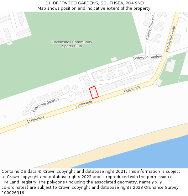 11, DRIFTWOOD GARDENS, SOUTHSEA, PO4 9ND: Location map and indicative extent of plot