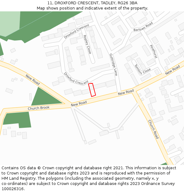11, DROXFORD CRESCENT, TADLEY, RG26 3BA: Location map and indicative extent of plot