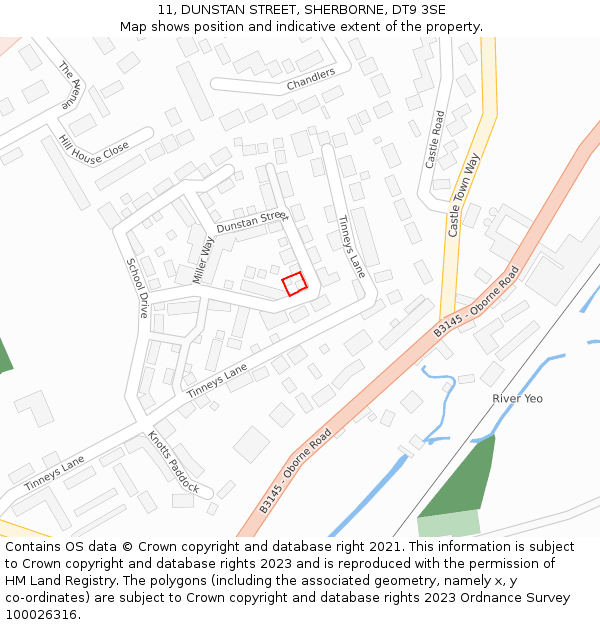 11, DUNSTAN STREET, SHERBORNE, DT9 3SE: Location map and indicative extent of plot