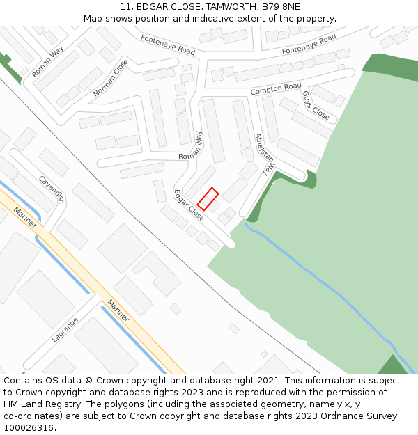 11, EDGAR CLOSE, TAMWORTH, B79 8NE: Location map and indicative extent of plot
