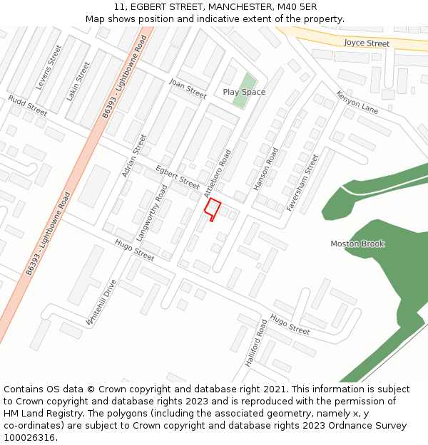 11, EGBERT STREET, MANCHESTER, M40 5ER: Location map and indicative extent of plot