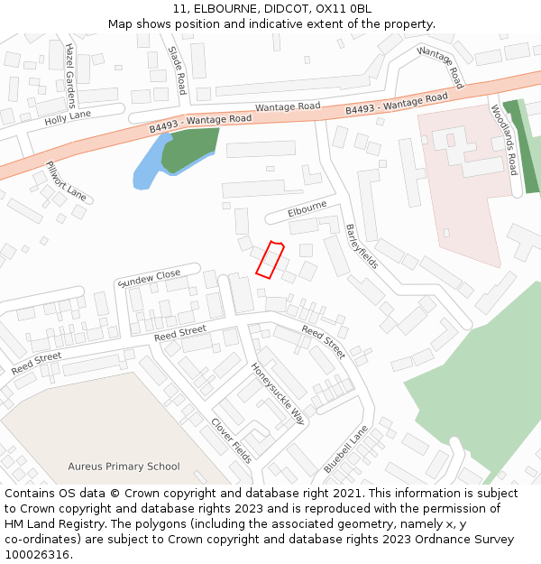 11, ELBOURNE, DIDCOT, OX11 0BL: Location map and indicative extent of plot