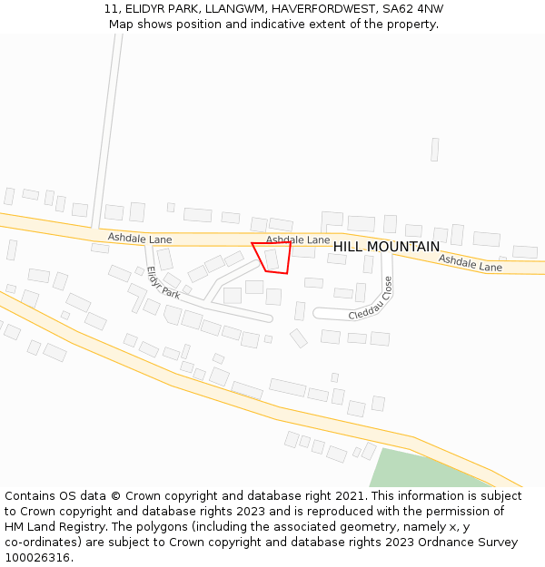 11, ELIDYR PARK, LLANGWM, HAVERFORDWEST, SA62 4NW: Location map and indicative extent of plot