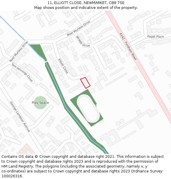 11, ELLIOTT CLOSE, NEWMARKET, CB8 7SE: Location map and indicative extent of plot