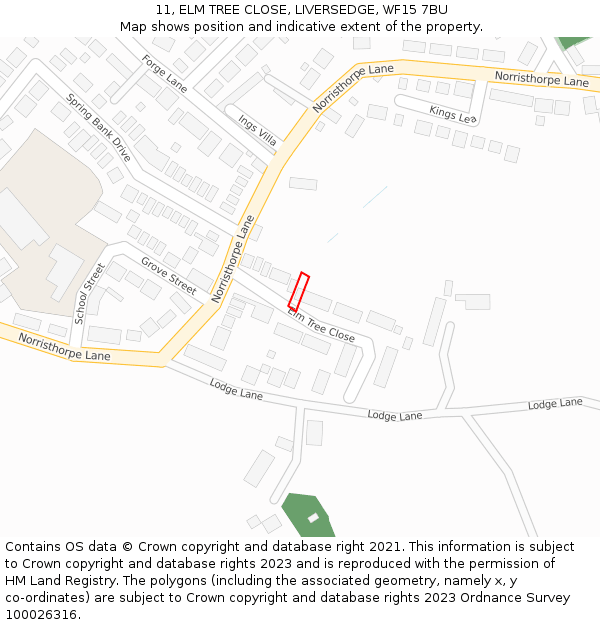 11, ELM TREE CLOSE, LIVERSEDGE, WF15 7BU: Location map and indicative extent of plot
