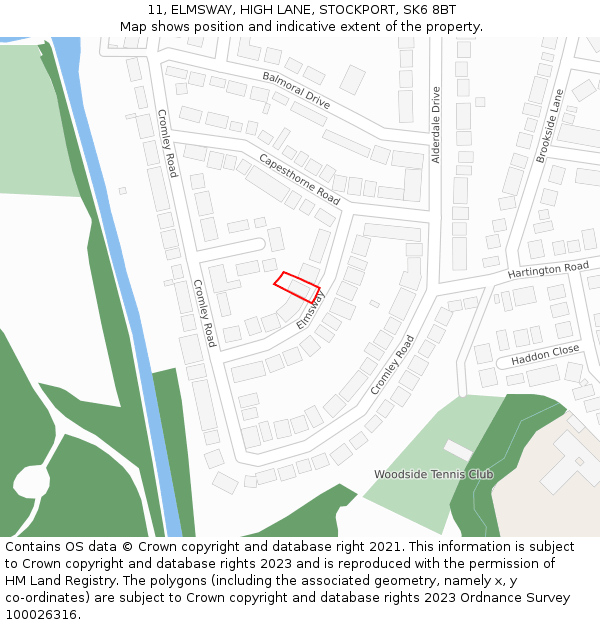 11, ELMSWAY, HIGH LANE, STOCKPORT, SK6 8BT: Location map and indicative extent of plot