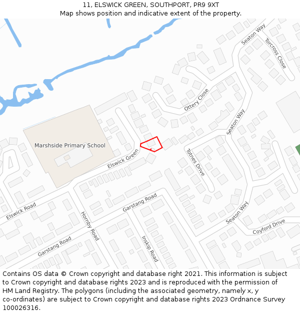 11, ELSWICK GREEN, SOUTHPORT, PR9 9XT: Location map and indicative extent of plot