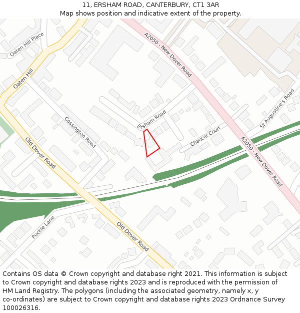 11, ERSHAM ROAD, CANTERBURY, CT1 3AR: Location map and indicative extent of plot