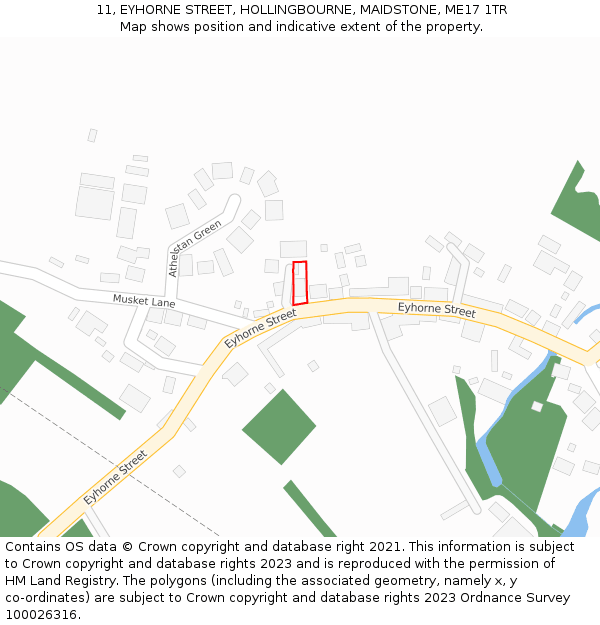 11, EYHORNE STREET, HOLLINGBOURNE, MAIDSTONE, ME17 1TR: Location map and indicative extent of plot