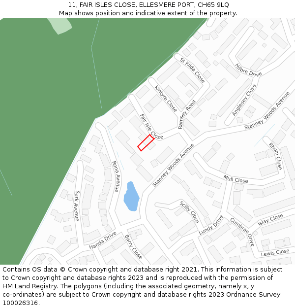 11, FAIR ISLES CLOSE, ELLESMERE PORT, CH65 9LQ: Location map and indicative extent of plot