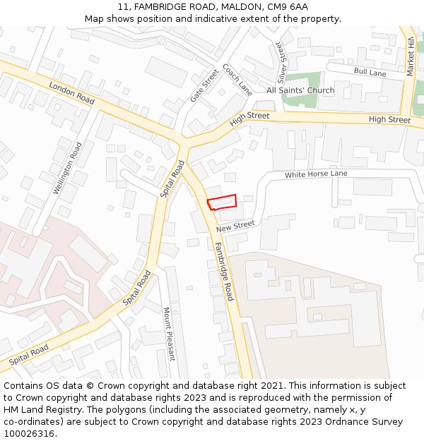 11, FAMBRIDGE ROAD, MALDON, CM9 6AA: Location map and indicative extent of plot
