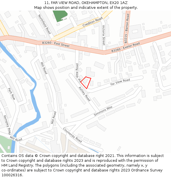 11, FAR VIEW ROAD, OKEHAMPTON, EX20 1AZ: Location map and indicative extent of plot
