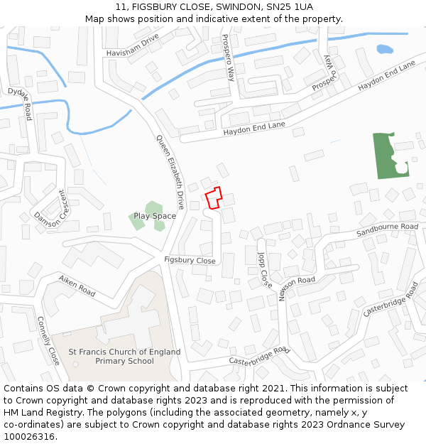 11, FIGSBURY CLOSE, SWINDON, SN25 1UA: Location map and indicative extent of plot