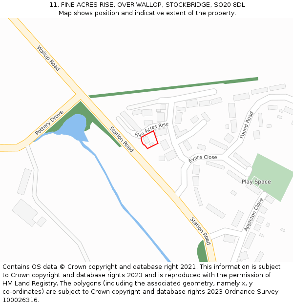 11, FINE ACRES RISE, OVER WALLOP, STOCKBRIDGE, SO20 8DL: Location map and indicative extent of plot