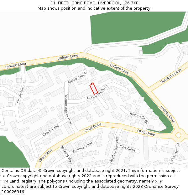 11, FIRETHORNE ROAD, LIVERPOOL, L26 7XE: Location map and indicative extent of plot