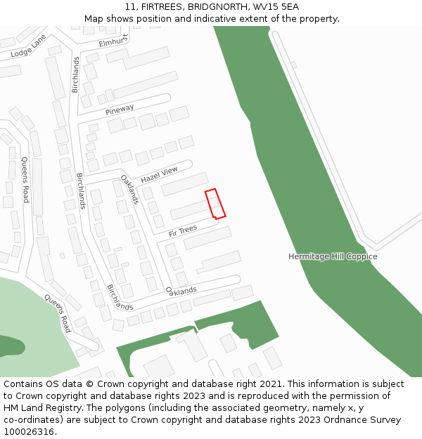 11, FIRTREES, BRIDGNORTH, WV15 5EA: Location map and indicative extent of plot