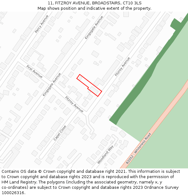 11, FITZROY AVENUE, BROADSTAIRS, CT10 3LS: Location map and indicative extent of plot