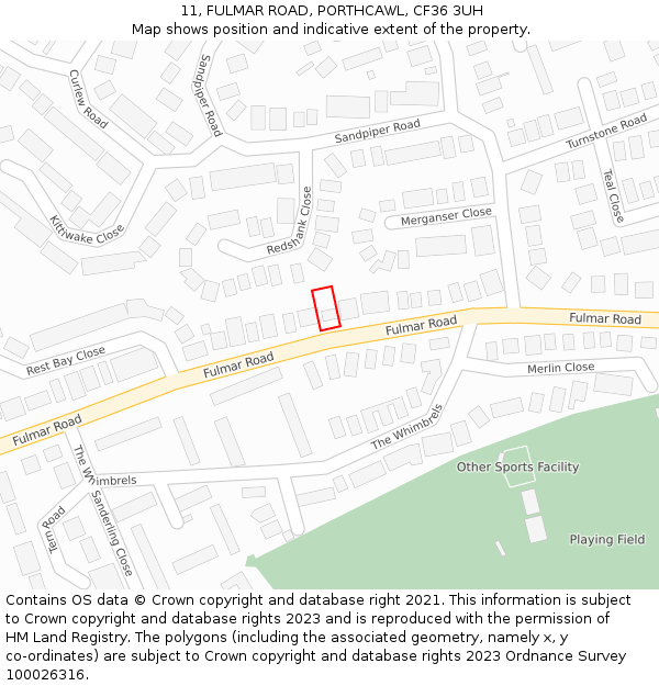 11, FULMAR ROAD, PORTHCAWL, CF36 3UH: Location map and indicative extent of plot