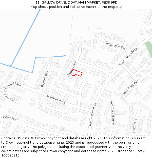 11, GALLOW DRIVE, DOWNHAM MARKET, PE38 9RD: Location map and indicative extent of plot