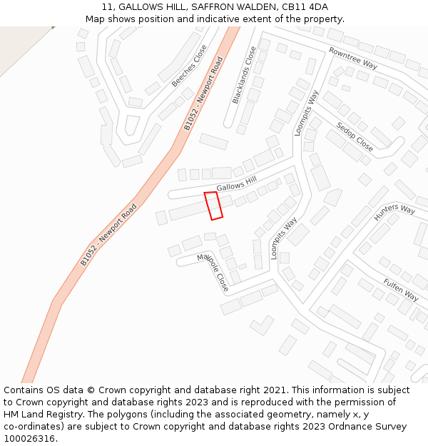 11, GALLOWS HILL, SAFFRON WALDEN, CB11 4DA: Location map and indicative extent of plot