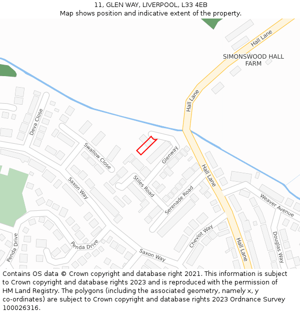 11, GLEN WAY, LIVERPOOL, L33 4EB: Location map and indicative extent of plot