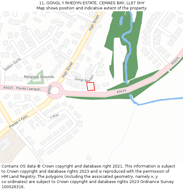 11, GONGL Y RHEDYN ESTATE, CEMAES BAY, LL67 0HY: Location map and indicative extent of plot